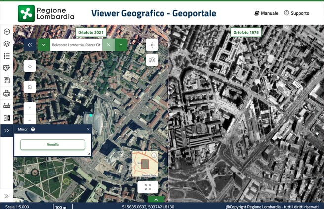 Viewer geografico: La Lombardia vista dall'alto nel tempo